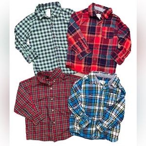 Lot of  4 Long Sleeve Plaid Button Down Shirts Toddler Boys Size 2T